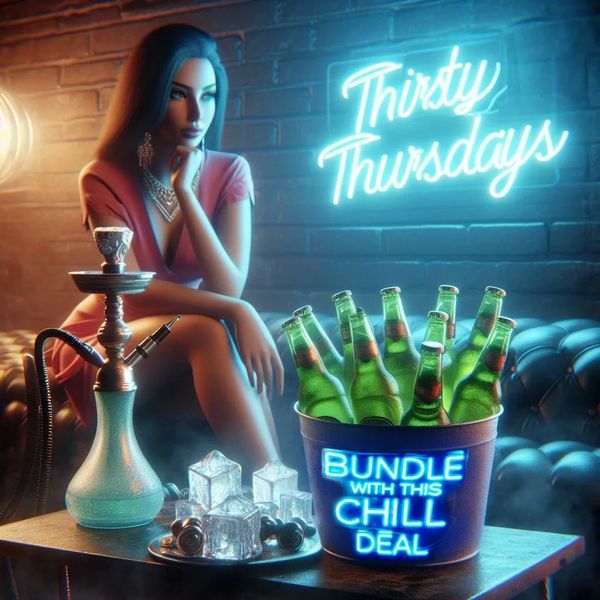 Thirsty Thursdays bundle deal is one pipe setup and a bucket of 5 beers for $45. 