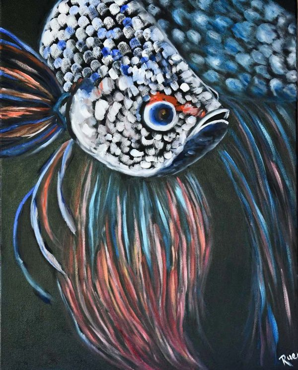 Beta Fish bold abstract impressionism oil painting from collection beautiful warrior.