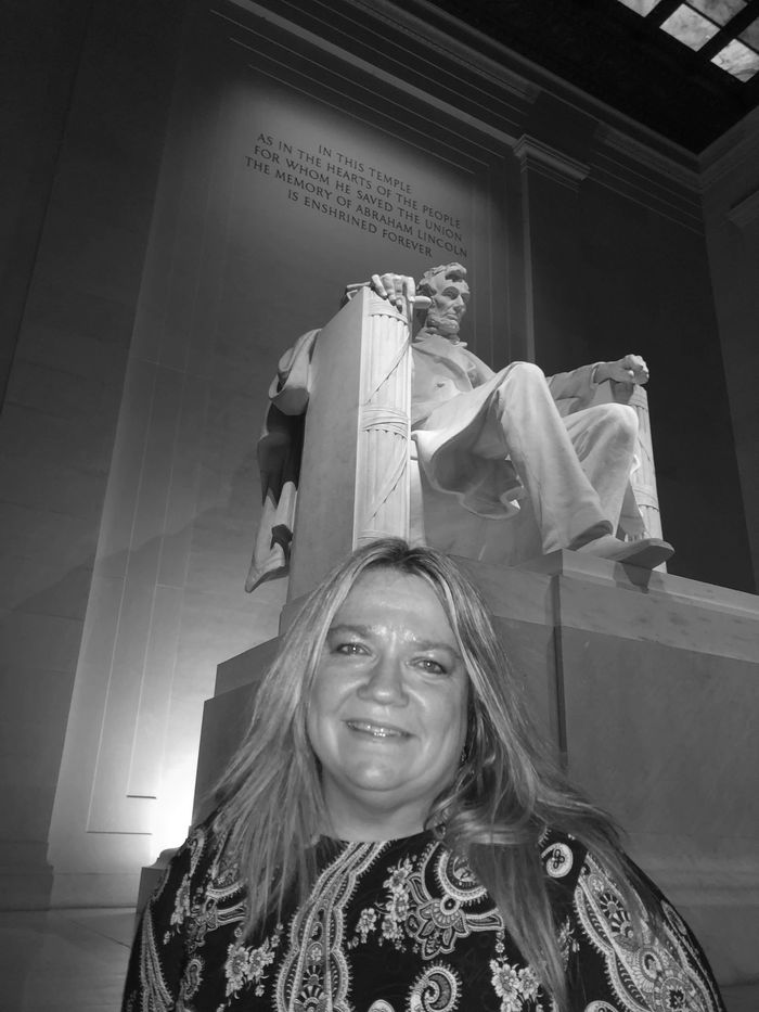 Dottie Laster  at the Lincoln Memorial in Washington, D.C.