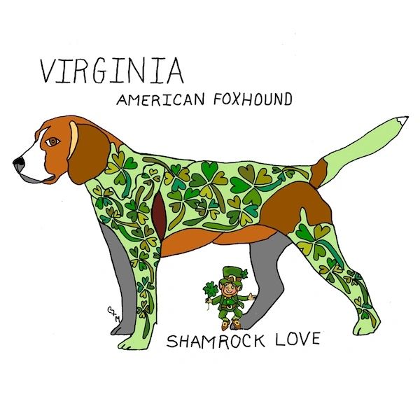 Ceramic Tile - Virginia, State Symbol Series - American Foxhound, Shamrock Love - 4x4 coaster Ceramic Tile - Virginia, State Symbol Series - American Foxhound, Shamrock Love - 4x4 coaster