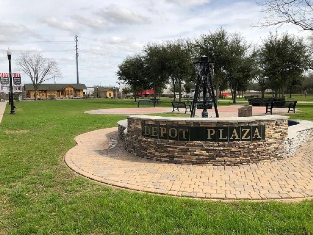 Train Station at the Depot Plaza Park in Tomball, Texas.