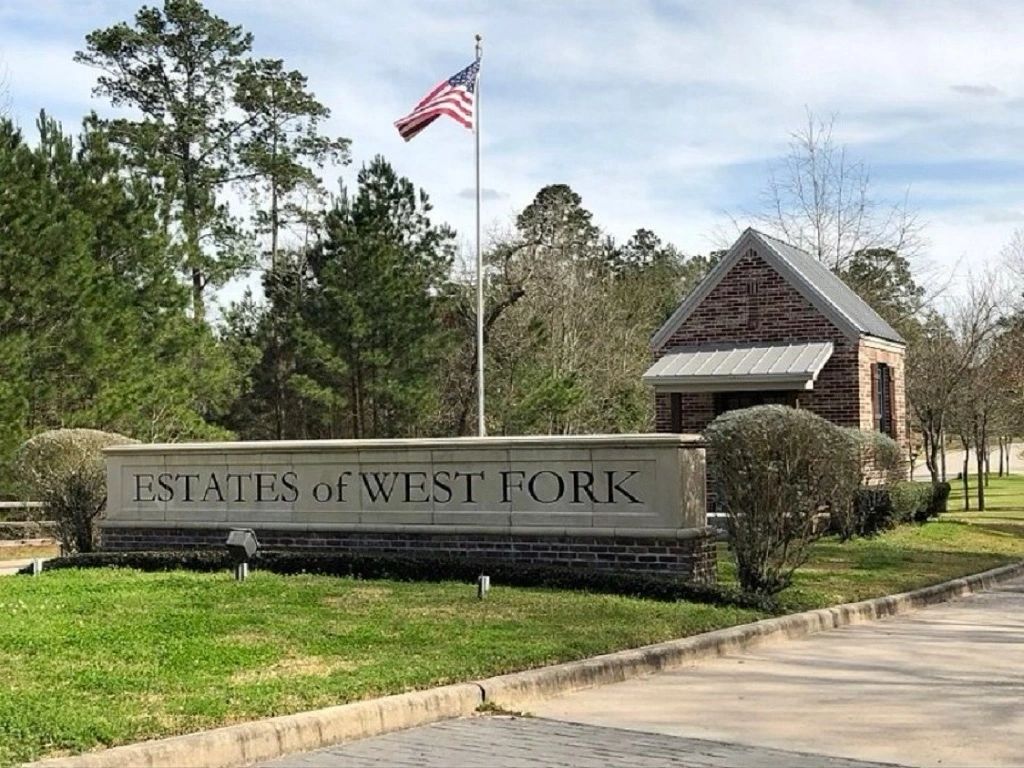 Estates of West Fork subdivision entrance in Conroe, Texas.