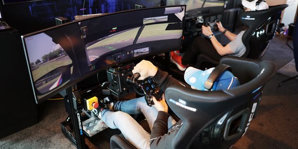 Racing driver simulators in action for BMW GB at the BTCC. 