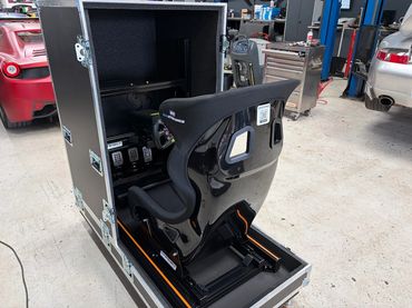 Simulator in flight case for GT3 race weekend driver support