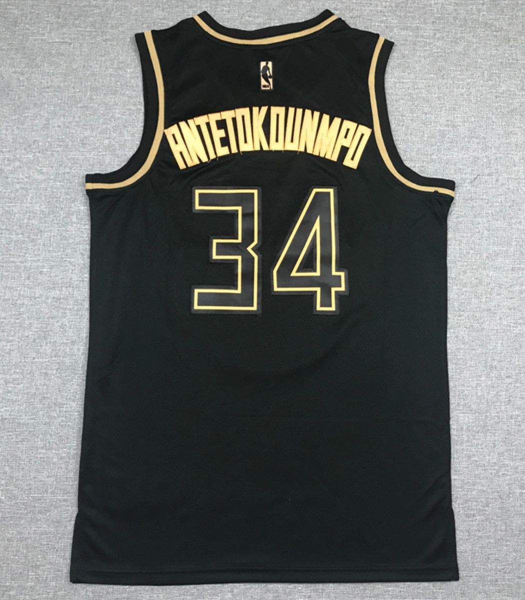 Giannis Antetokounmpo Black and Gold Jersey