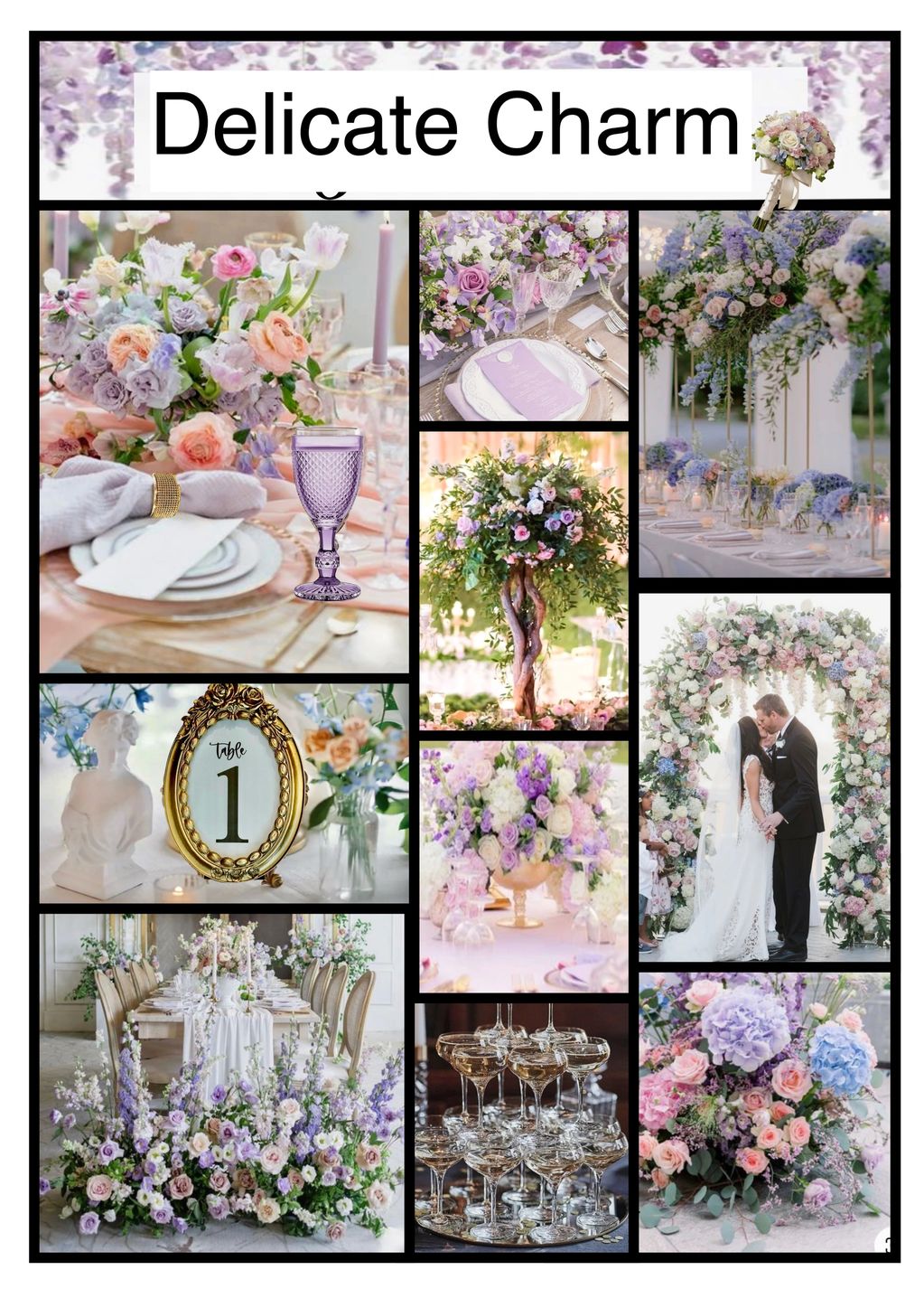 Delicate Charm radiates gentle romance with airy hues creating a dreamy, light filled celebration of