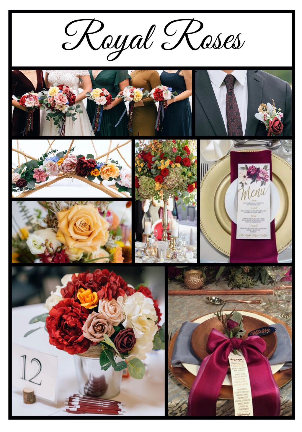 Epitome of timeless romance, with bold blooms and passion filled palettes!