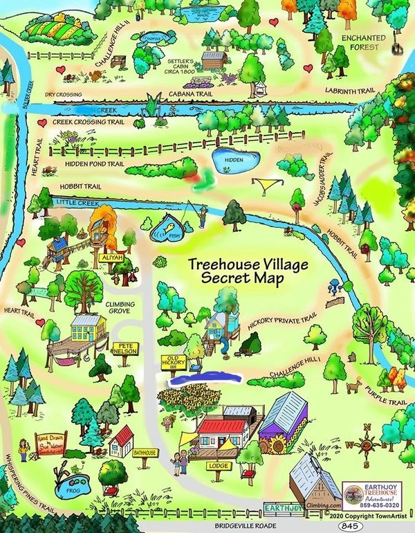 EarthJOY village Tree House Rental EarthJOY-hiking trail map 