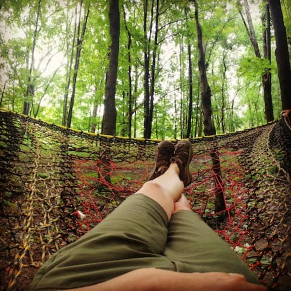 Lots of resting places to meander on the hiking trails at earthjoy treehouse rentals in kentucky