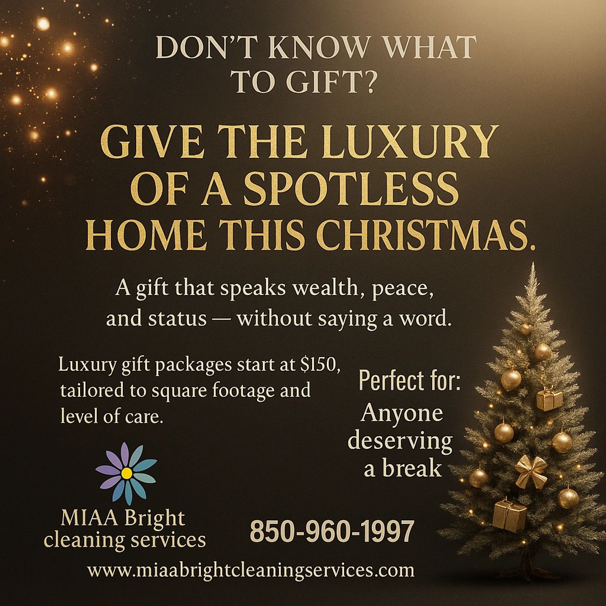 Christmas gift idea: luxury home cleaning services for a spotless holiday.