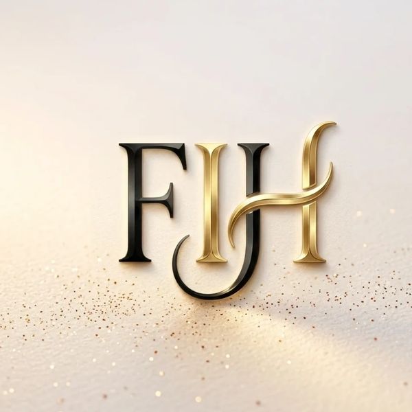 Elegant FIH logo with black and gold intertwined letters on a sparkling background.
