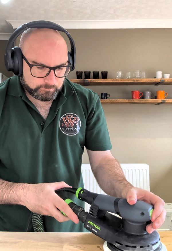 Myself using a festool sander