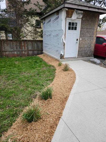 Newly mulched garden beds