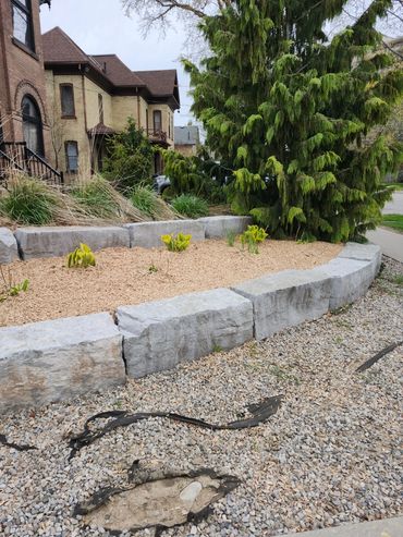 Fresh garden mulch installation