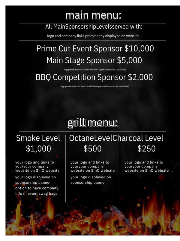 Sponsorship and grill menu with pricing and benefits for event promotion.