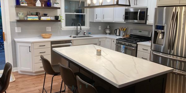 Custom Solid Surface Countertops for Modern Kitchen remodel.  Medina, OH