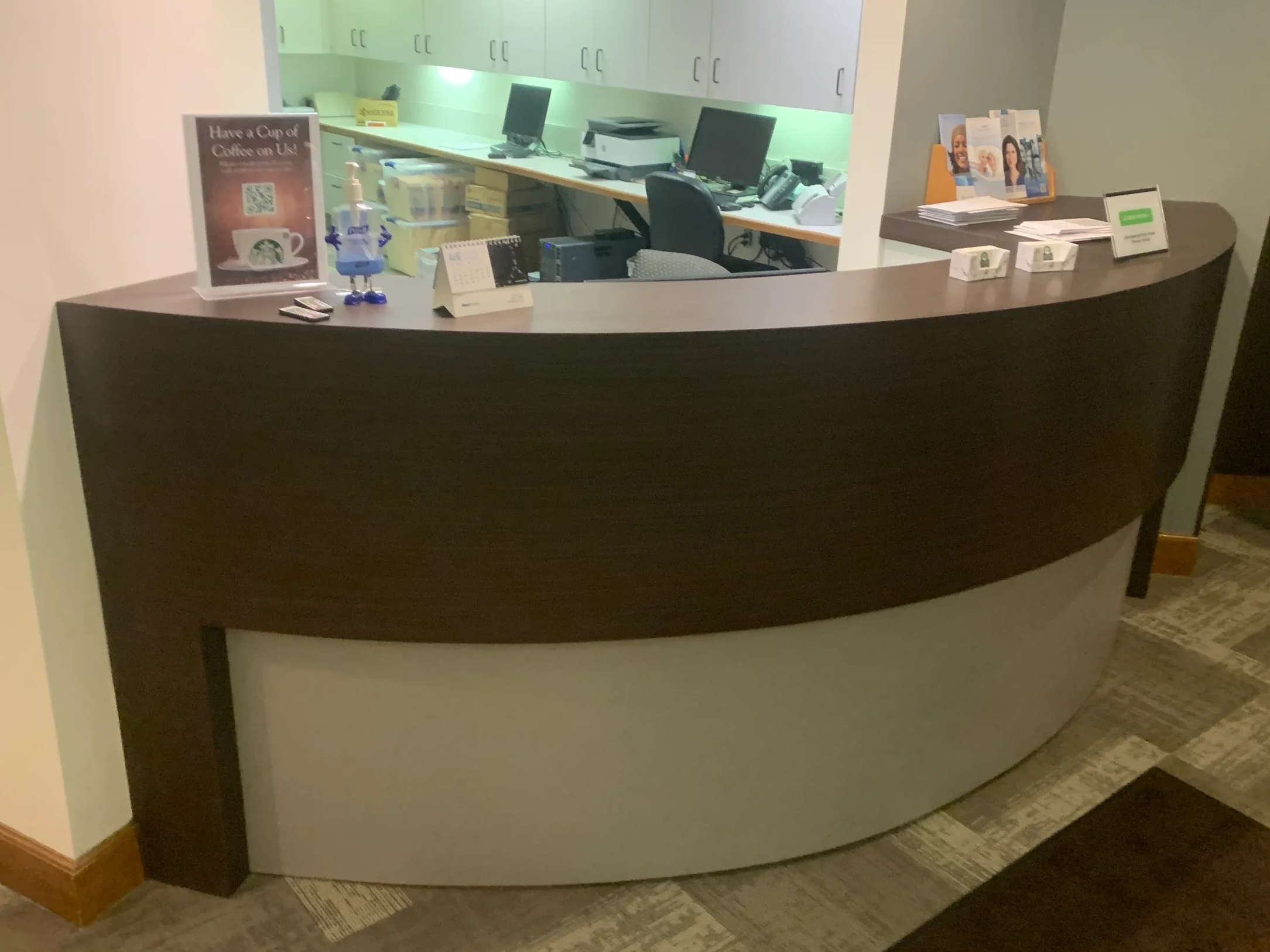 Custom reception post for a Fairlawn, OH Dentist by Mr.Countertops