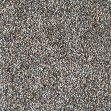 Close-up of textured brown and gray carpet fibers.