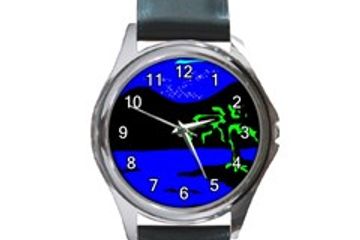 Blue design watch.  Leather strap.  £15