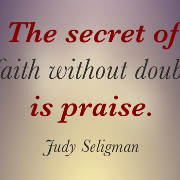 Inspirational quote about faith and praise by Judy Seligman.