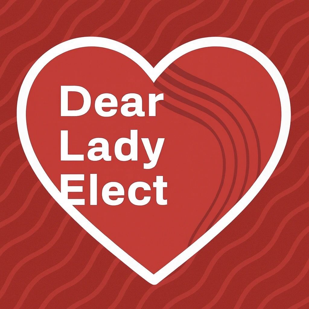 Red heart with the words 'Dear Lady Elect' inside on a wavy red background.