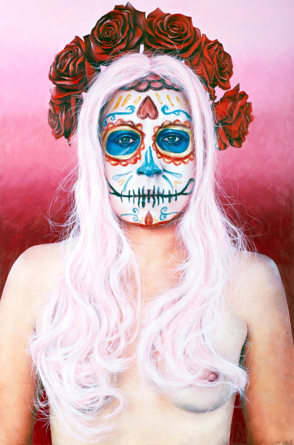 "La Quema Muertos" figurative nude oil painting of female model by Marie Vlasic COPYRIGHT PROTECTED