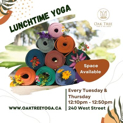 lunchtime yoga poster for Tuesday and Thursday