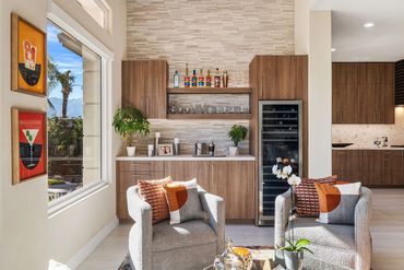 Modern kitchen design with integrated custom cabinets in Alboreto by Cleaf panels in Rancho Mirage
