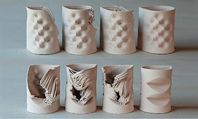 Samples of extrusion 3D printed clay
