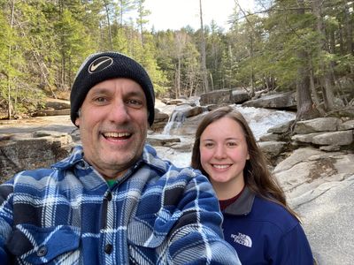 Enjoying Diana's Baths in North Conway with my daughter Hannah. 