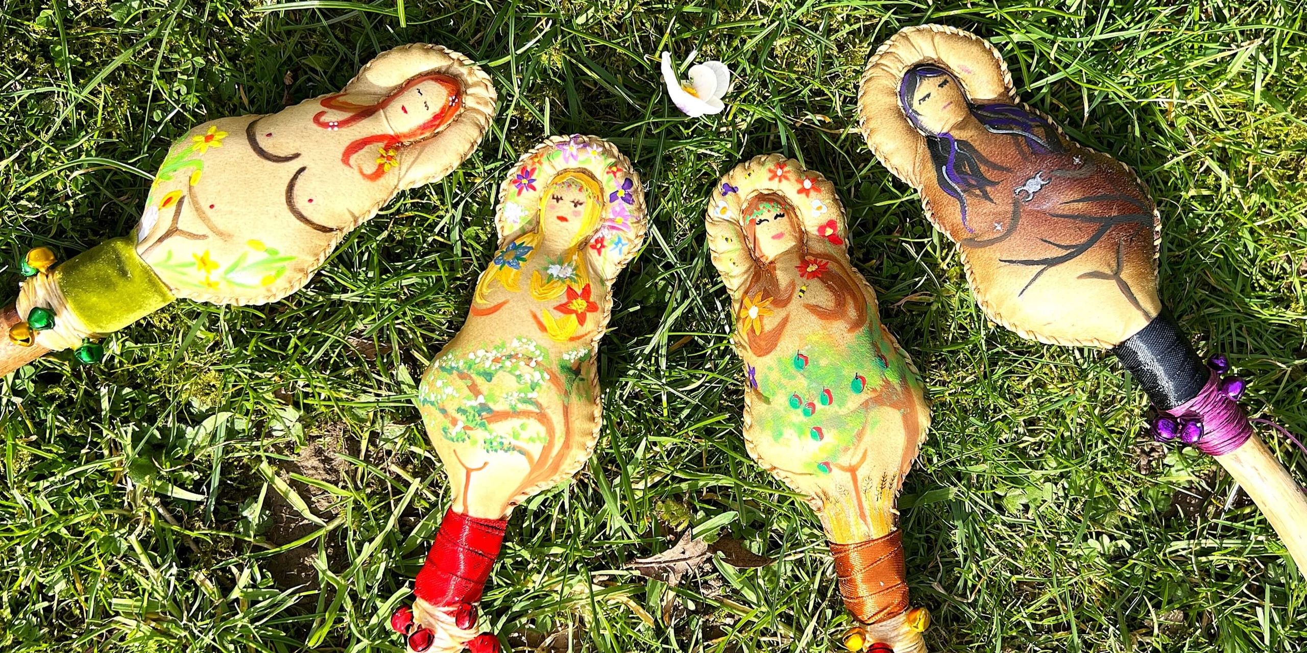 An  imange of the four cross quarter Painted Goddess Rattles