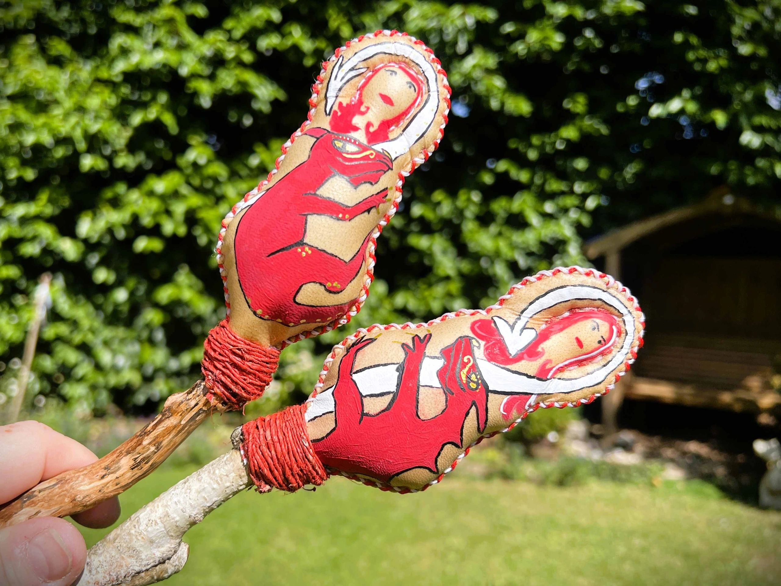 Pair of Glastonbury Dragon Energy Goddess Rattles