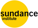 Black text reads "sundance institute" overlaid on a warm yellow circle. The letters "c" and "e" in "