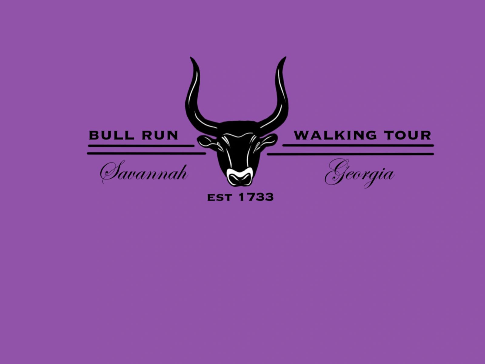 Logo of BullRun Walking Tour on field of purple