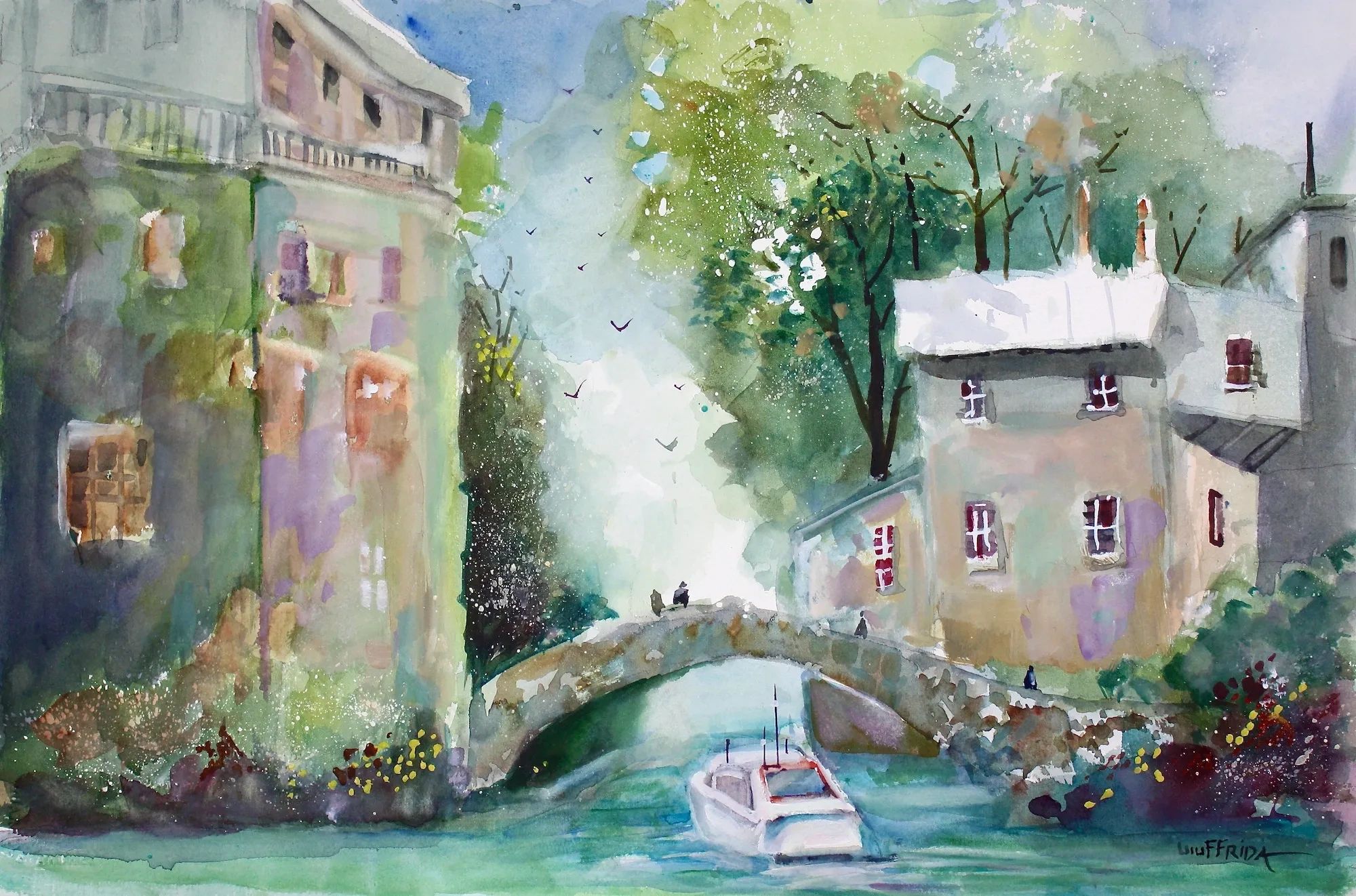 Lake Como paintings, Italian landscape art, European landscape art, home decor, wall decor