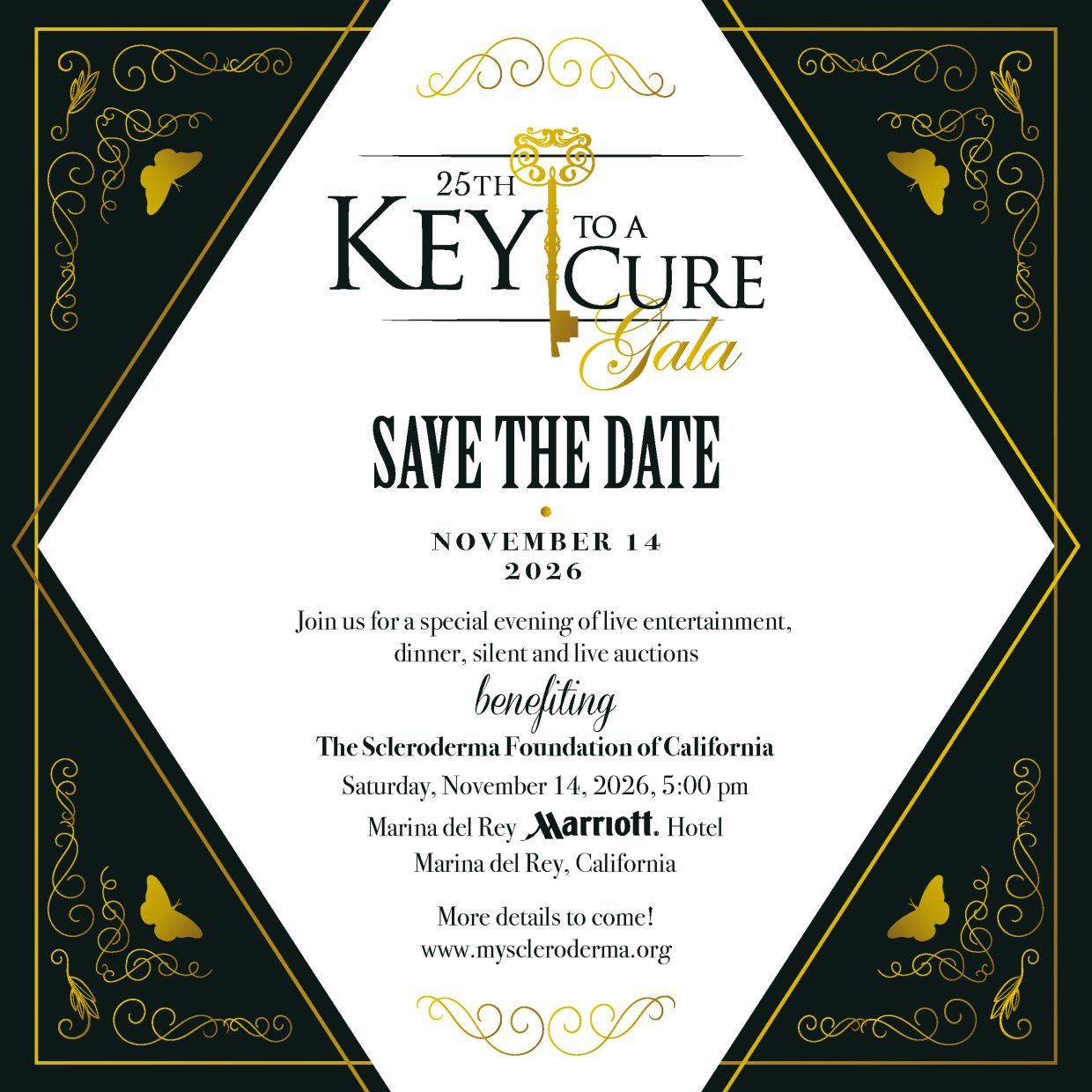 Invitation to the 25th Key to a Cure Gala on November 14, 2026.