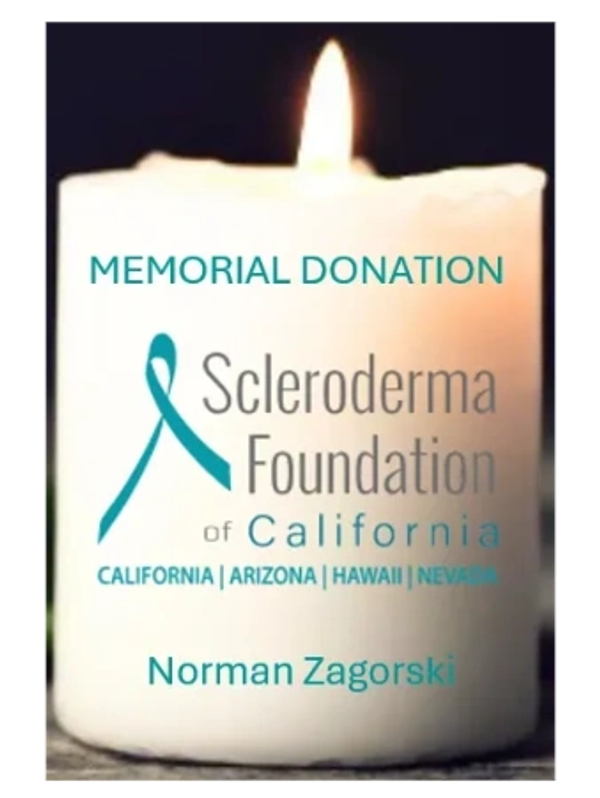 Memorial candle for Norman Zagorski supporting Scleroderma Foundation.