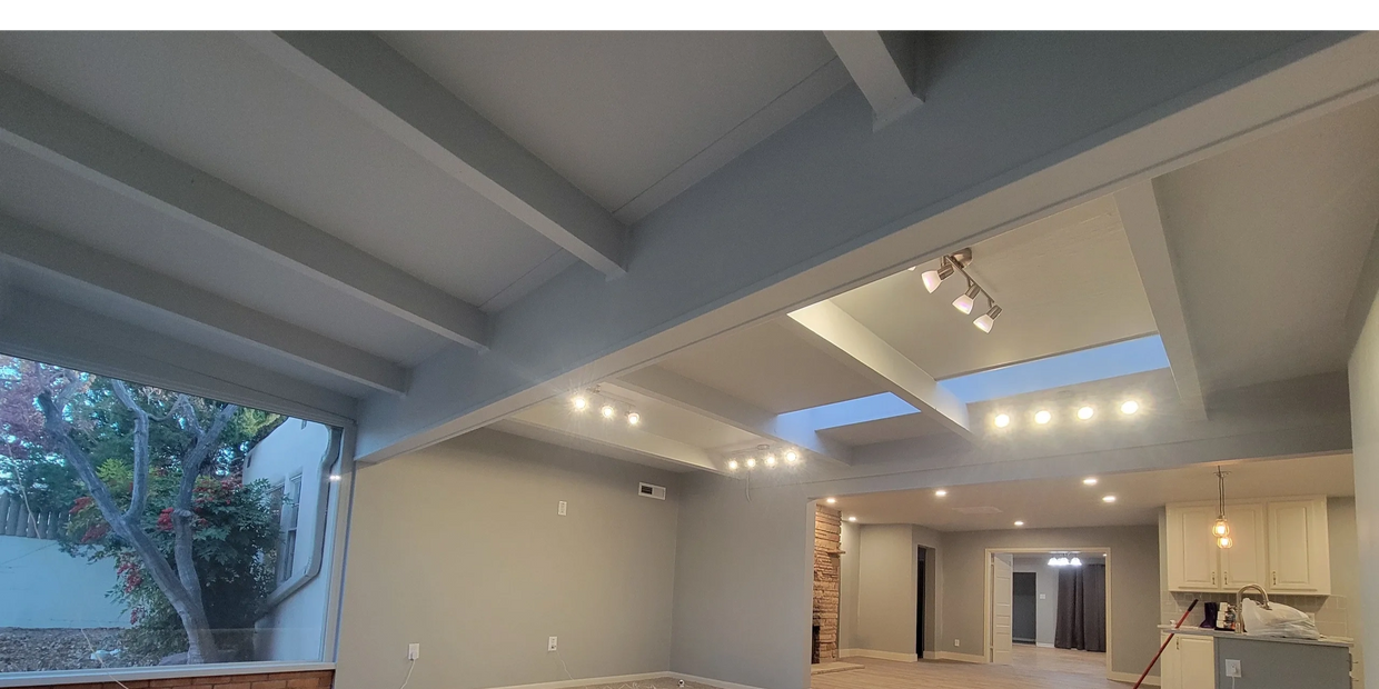 Blue painted interior woodwork
