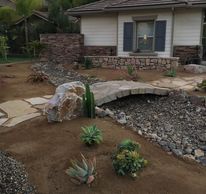 Drought tolerant landscaping, low ,maintenance, rock garden