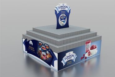 LONDON DAIRY PALETTE WRAP DESIGN AND PRODUCTION, POINT OF PURCHASE, FSU, CREATIVE AGENCY, ACTIVATION