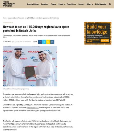 JAFZA, Plant machinery vehicles, PR, publications, Ahmed Al Ahli, Abdulla Bin Damithan, mec workshop