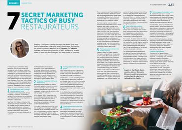 hospitality magazine middle east, pr, secret marketing tactics of busy restaurants, mec workshop