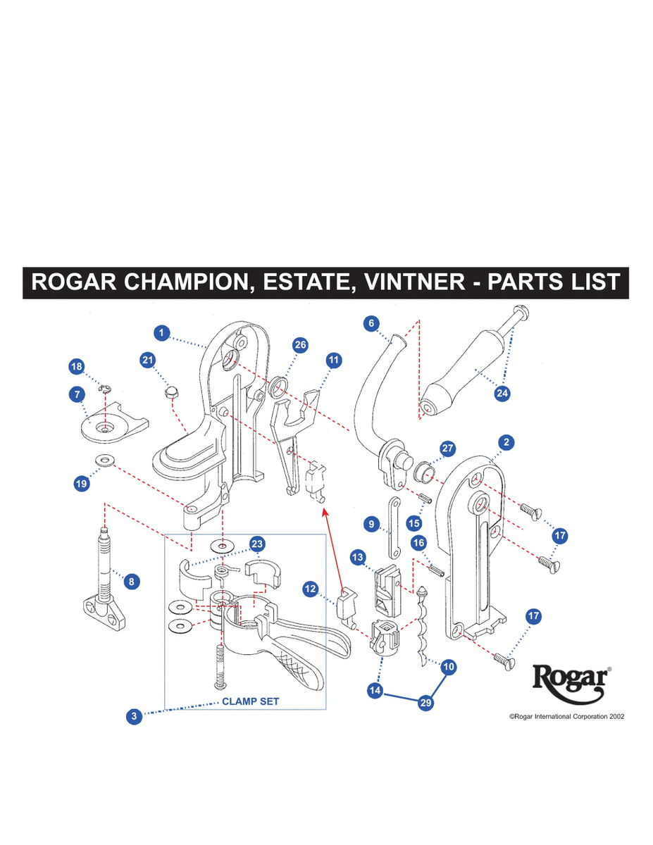 Rogar Estate Wine Opener Replacement Parts