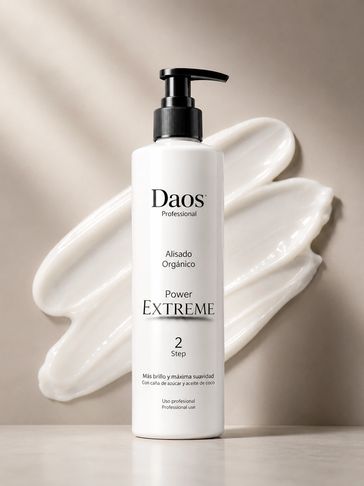 Producto de alisado orgánico Daos Professional con dispensador.