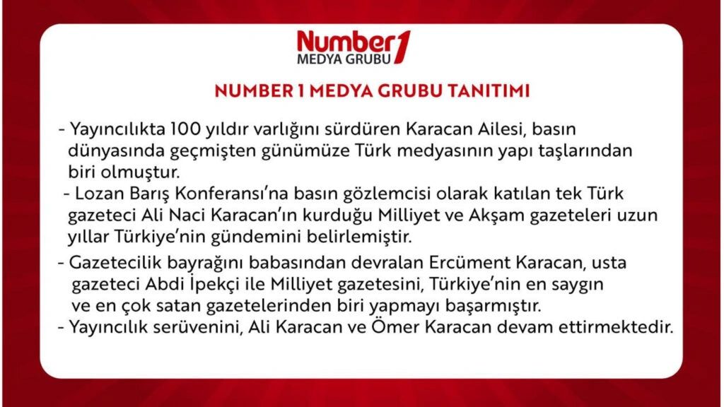 Number1 medya grubunun tarihçesi ve Karacan ailesinin yayıncılık serüveni.