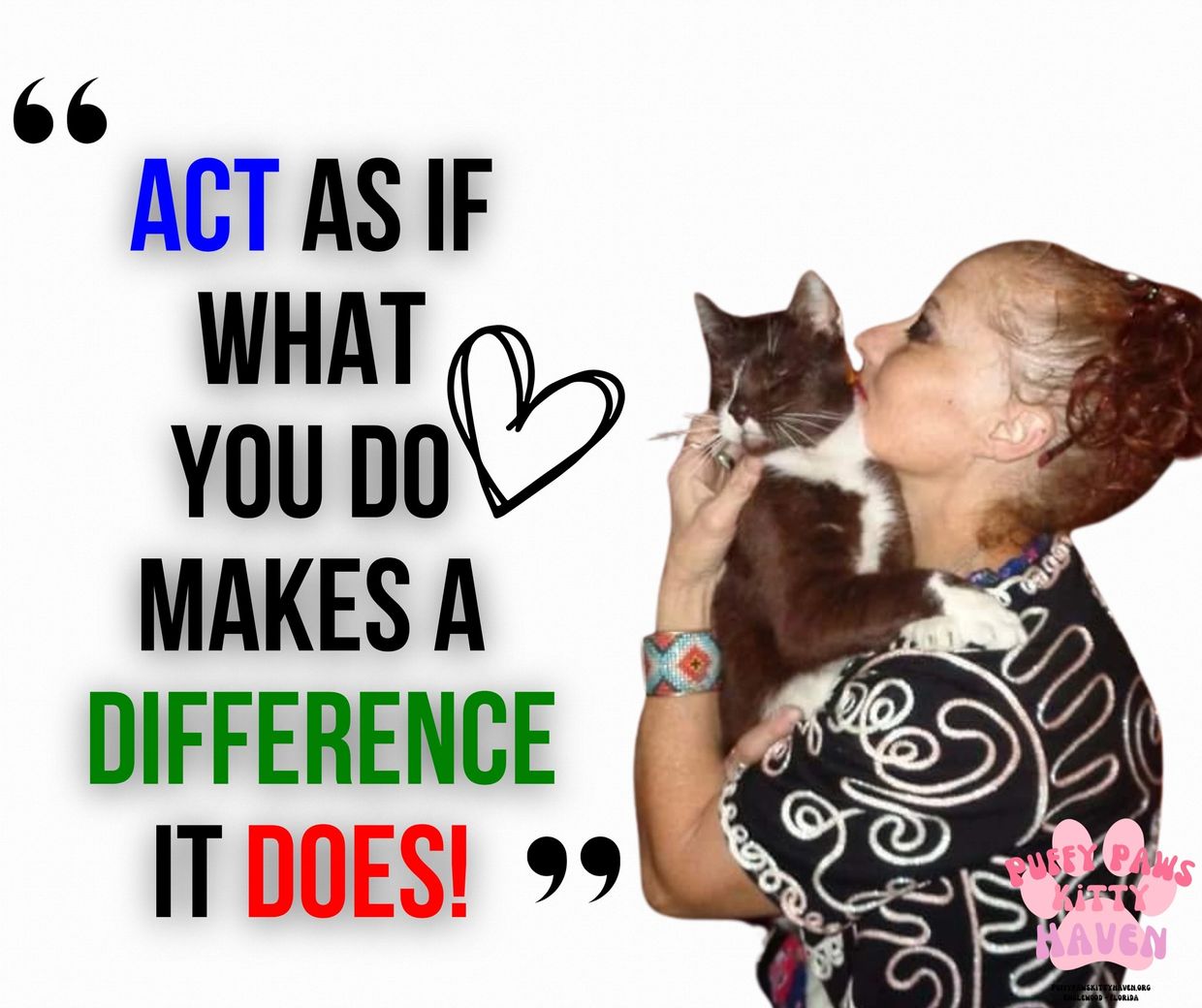 Woman lovingly kisses her black and white cat.