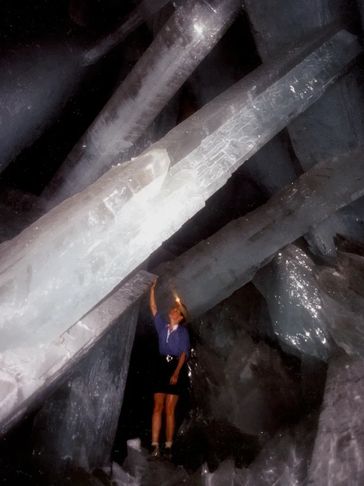 Inside Cave of Giant Crystals  image with Leela Hutchison -  Smithsonian Magazine April, 2002