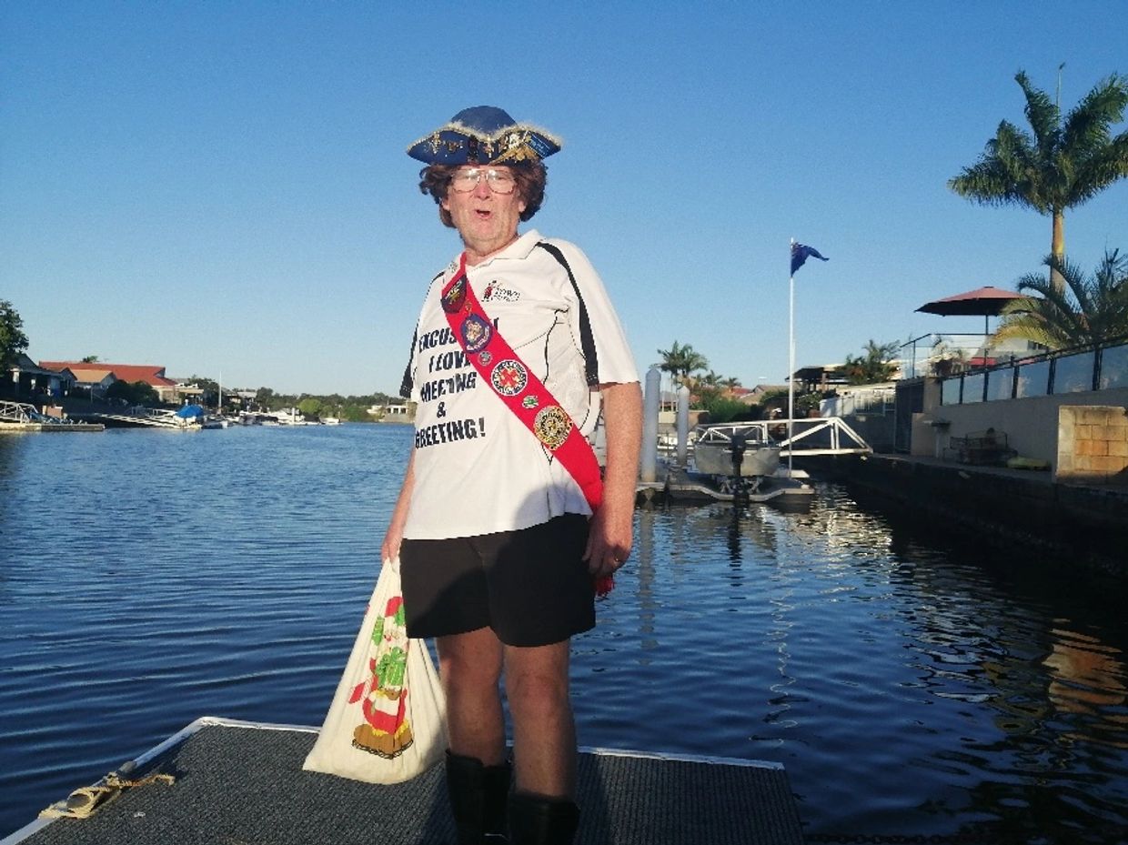 Helping Santa delivering lollies to the pontoons of our lovely canals each year 