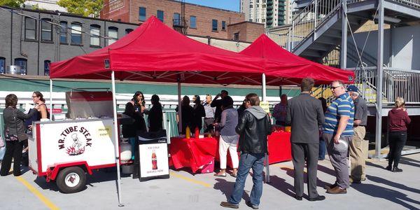 Hot dog cart at software developer company employee appreciation