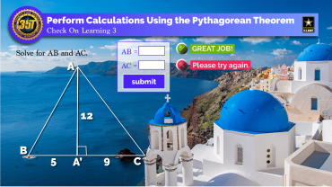 Math problem solving for triangle sides using Pythagorean theorem.